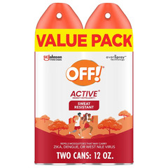 OFF! Active Insect Repellent, Sweat Resistant, 6 Ounce/170g Can 2ct