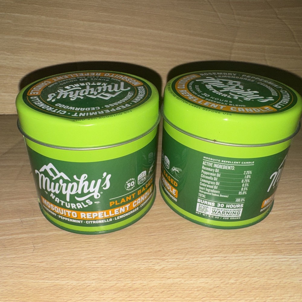 Murphy’s Naturals Mosquito Repellent Candle PLANT-BASED Deet Free 2 PACK NEW