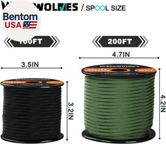 650Lb Paracord/Parachute Cord – 9 Strand Paracord Rope – 100′, 200′ Spools of Pa
