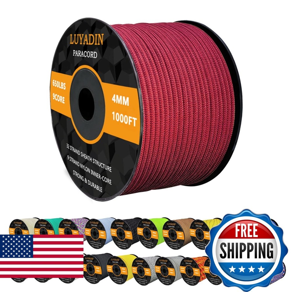 LUYADIN Paracord 650lb 9 Strand 4mm Parachute Cord – 100ft