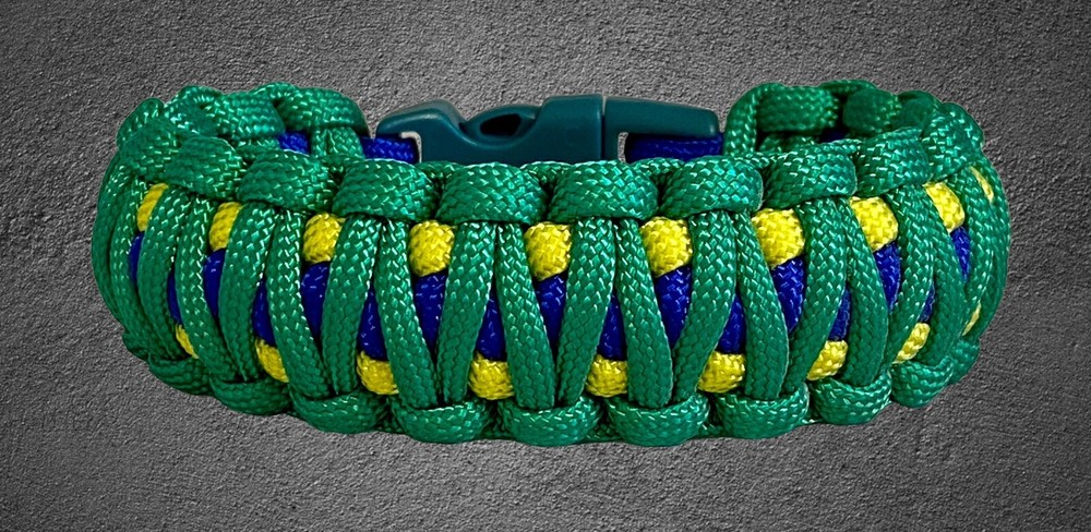 BRAZIL Paracord Survival King Cobra Weave Standard Bracelet USA Made WORLD CUP