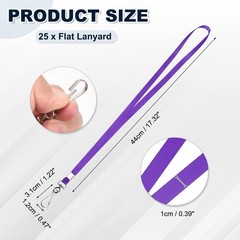 25Pcs 17.3″ Nylon Flat Lanyard with Clasp for Keys, Purple
