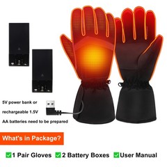GEMSTONEGO Heated Gloves for Men Women – Electric Hand Warmers Large, Black