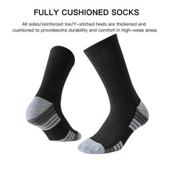 JOYNÉE 8 Pair Mens Thick Cushioned Athletic Crew Socks Large, Black (8 Pairs)