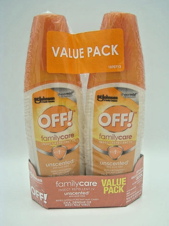 OFF! Family Care Insect Repellent IV Unscented Aloe Vera 2 Pk (6 Oz Each) New