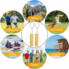 50 Pcs Emergency Whistle, Aluminum Alloy Safety Whistles with Keychain 120 Db Lo