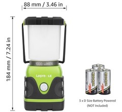LEPRO 1000 LUMEN LED CAMPING LANTERN EMERGENCY & SURVIVAL LIGHT NEW REG BATTERIE
