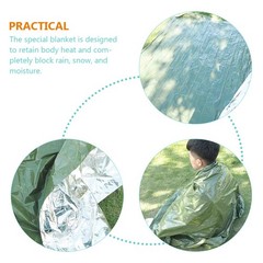 3Pcs Thermal Survival Blanket Outdoor Camping Waterproof Olive Green Covering