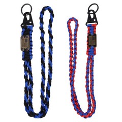 2Pcs Paracord Lanyard, Strong Lanyard with USA Flag, Red and Blue, Blue