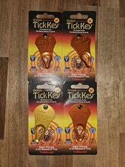 (4) Original TICK KEY Tick Removal Device For Kids Adults Pets USA Made Aluminum
