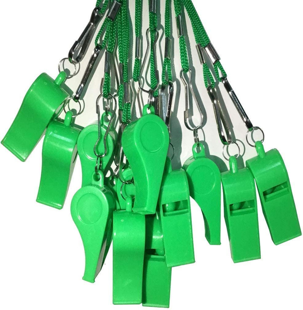 20 Pcs Plastic Loud Whistles with Lanyard for Referee Coaches Basketball Footbal