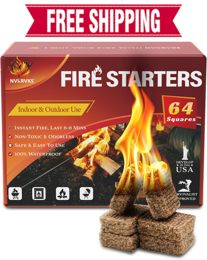 Nvkrvks Fire Starter, Easy-Burning Fire Starter Squares for Wood Stoves