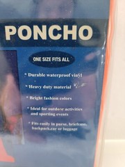 The Weather Station Adult Poncho Vintage Bright Tangerine Orange