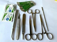 Army Surgical Kit – Sutures, Scalpel, Hemostats – Black – Military First Aid