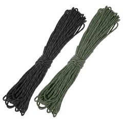 2PCS 2 mm 66FT Reflective Guyline Camping Paracord 3 Strands, Black, Dark Green