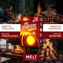 Fire Starter Squares – 160 pcs Charcoal Fire Starters for Camping & BBQ