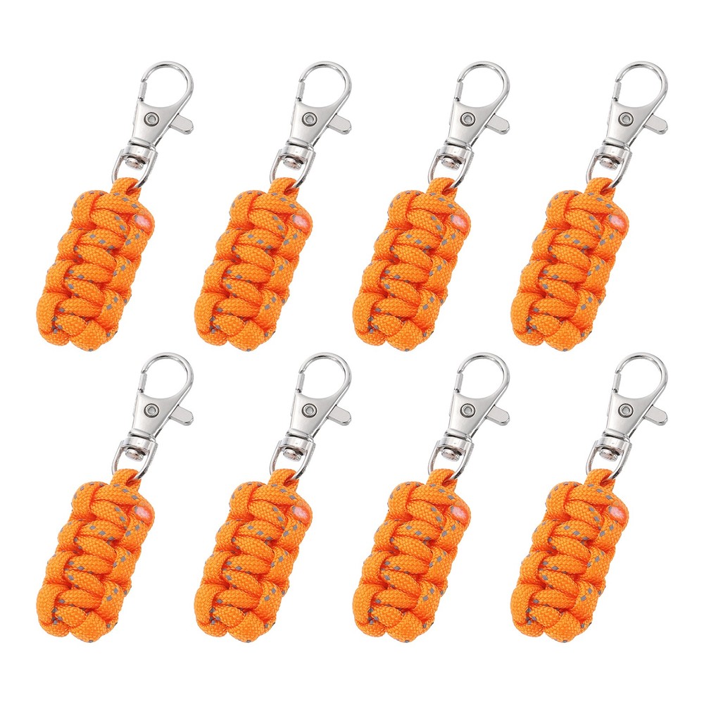 Reflective Paracord Zipper Pull, 80 mm Length for Backpack (8 Pack, Orange)