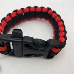 Toysmith Survival Bracelet 550 Nylon Paracord Braid Red Black Outdoor Small 7.5″