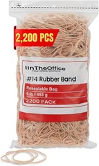 1InTheOffice Rubber Bands #14, Size14 Bands, Beige, 1 lb Box, Crepe