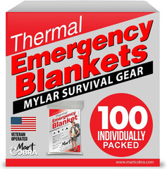 Emergency Blanket 100-Pack | Reflective Thermal Blanket | Survival Gear | Lightw