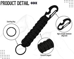2 Pieces Carabiner Keychain Hook Paracord Keychain with Carabiner Heavy Duty Key