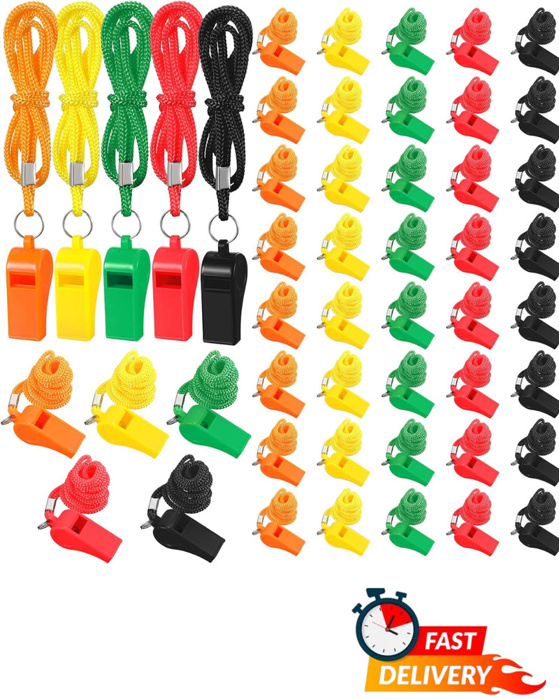 Adult Safety Whistle with Lanyard Plastic Emergency Loud Survival Outdoor Gear