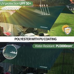 JAICOM Waterproof Camping Tarp – 10X10ft Hammock Rain Fly, 10X10ft, Green
