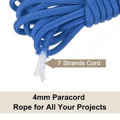 550 Paracord Rope 102ft, 4mm Thin Paracord Nylon Survival Cord Blue