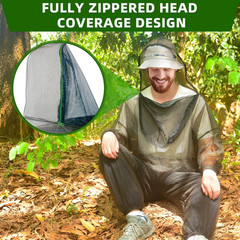 Mosquito Suit, Bug Net Pants & Jacket with Hood, Full Body Bug Suit for Gardenin