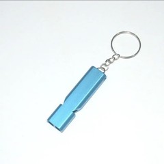Light Blue Aluminum Survival Metal Whistle Self Defense Keychain Outdoor Camping