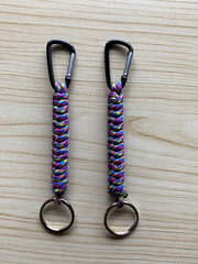 Set of 2, Survival Paracord Lanyard Keychains w/Carabiner