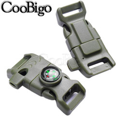 Coobigo 5/8″ Compass Whistle Buckle Plastic Paracord Bracelet Outdoor Camping Em