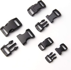 60 pcs -5/8, 1/2, and 3/8 inch Black Plastic Contoured Side Release Buckles For