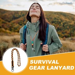 2Pcs Heavy Duty Braided Paracord Lanyard, Orange and Black