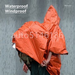 2Pcs Emergency Hooded Poncho Insulated PE Rain Coat Windproof Outdoor Hiking