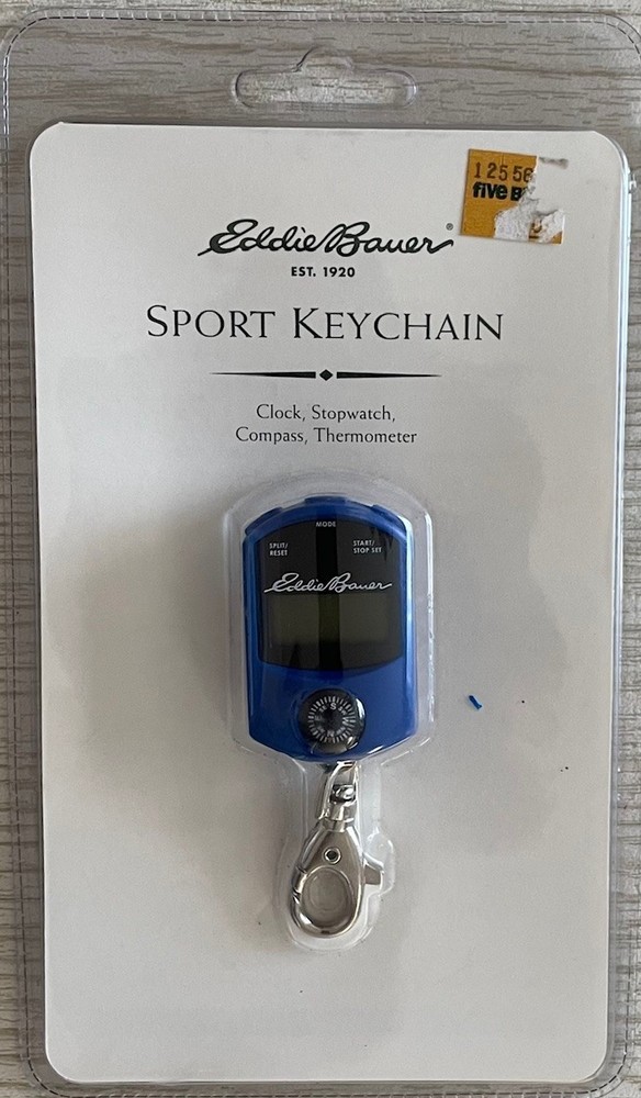 Eddie Bauer Sport Keychain with Clock, Stopwatch, Compass & Thermometer