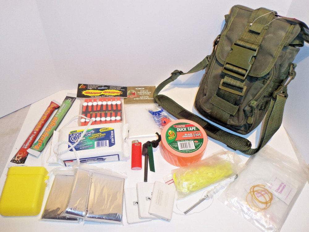 NEW Custom Outdoor Hunting Survival Bag FILLED with Life Saving Gear OD GREEN