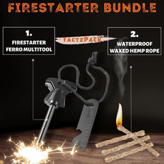 Fire Starter Kit – Premium Flint and Steel Firestarter for Campfires, Hemp Rope