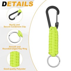 4Pcs Heavy Duty Braided Lanyard for Outdoor Activities, Glowing Yellow