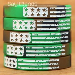 Set of Camo Vintage Flag Wristbands – USA Debossed Color Filled Bracelet Lot