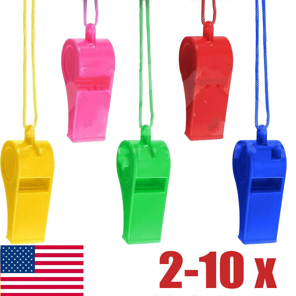 Plastic Whistles, Loud Crisp Sound Whistle, Sports Whistle Bulk with Lanyard US