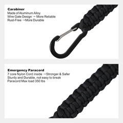 Paracord Keychain with Carabiner Clips 3 Pack, Small Carabiner Clip D Ring Lanya