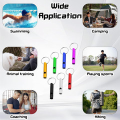 7 Pcs Attention Whistle with Key Chain, Aluminum Extra Loud Whistle Key Chain St