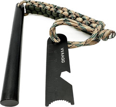 Flint and Steel Fire Starter Kit Survivor, 3/8″ 1/2 Inch Ferro Rods and Magnesiu