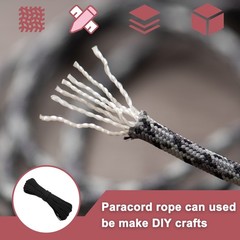 Paracord rope 550lb 60m, for tent 4mm 7 fibers black for hiking