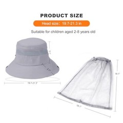 Kids Mosquito Head Net Hat – Bug Cap UPF 50+ Sun Protection for Light Grey 01