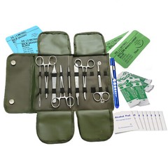 32Pc Army Surgical Kit – Sutures, Scalpel, Hemostat – Green – Military First Aid
