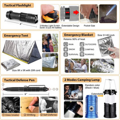 250-Piece Survival Gear Kit with Molle Bag and Emergency Tent for Outdoor Use
