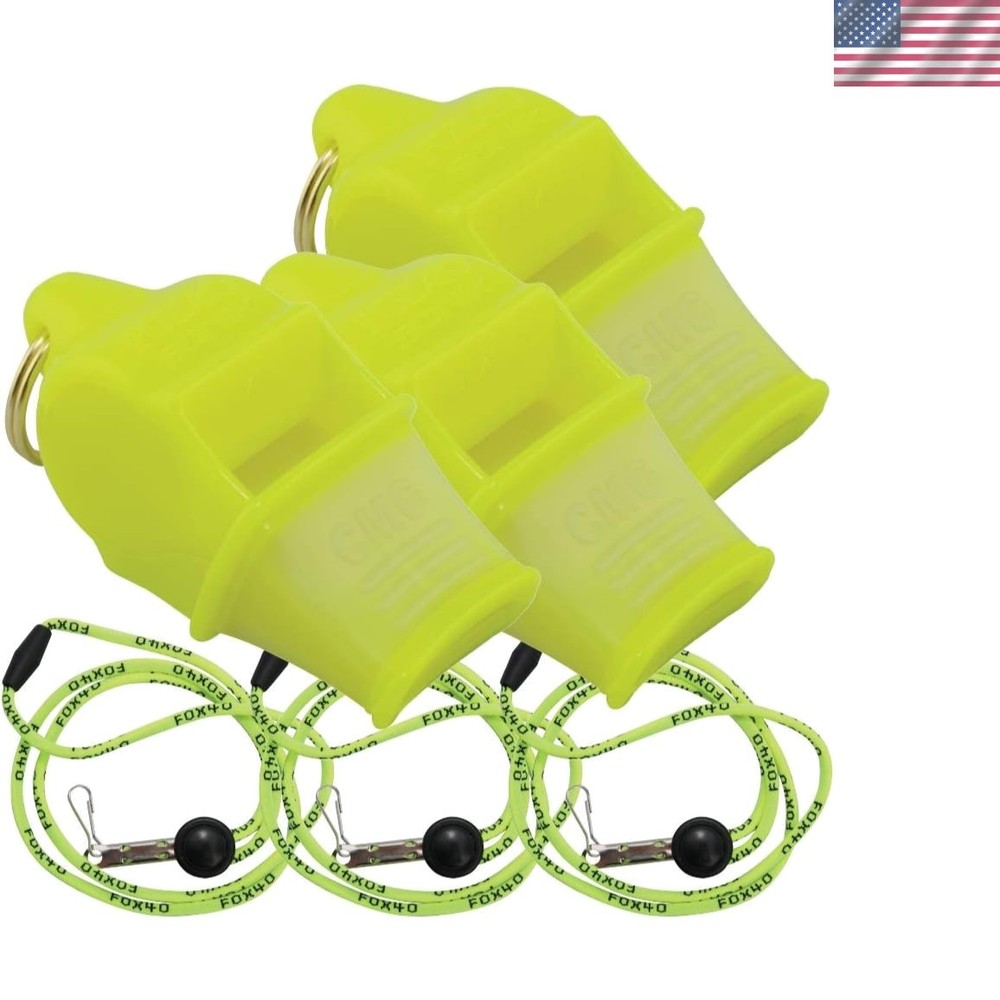 Sonik Blast CMG Ear Horns with Breakaway Lanyards 3 Pack 120DB Neon Yellow