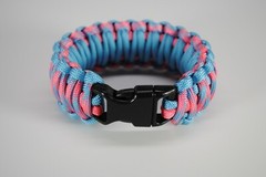 550 Paracord Survival Bracelet King Cobra Blue/Pink/Cotton Candy Made in the US